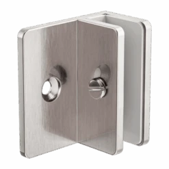 SHOWER F BRACKET 10MM GLASS -HERA Bathware Sales shower f bracket 10mm glassbrushed nickelwall bracketnero tapware 489198