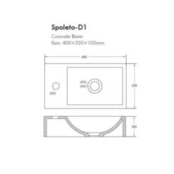 Spoleto - Wall Hung Concrete Basin -HERA Bathware Sales spoleto wall hung concrete basinleft hand tap holeburberry stoneabove counter basinbnk 760516