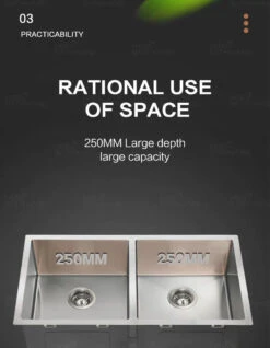 Stainless Steel Kitchen Sink Double Bowls - 770mm -HERA Bathware Sales stainless steel kitchen sink double bowls 770mmstainless steelkitchen sinklouis marco 234529