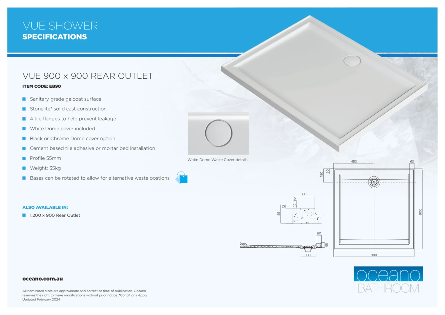 Stonelite™ Vue Shower Base | Stonelite™ Stonelite™ Vue Shower Base | Stonelite™ -HERA Bathware Sales stonelite vue shower base stonelitewhite900x900 rear outletshower basestonelite 119367