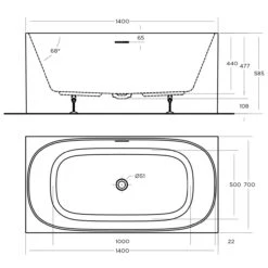Studio Bath Tub Freestanding | Oceano -HERA Bathware Sales studio bath tub freestanding oceanofreestanding1400mmbathtuboceano 635037