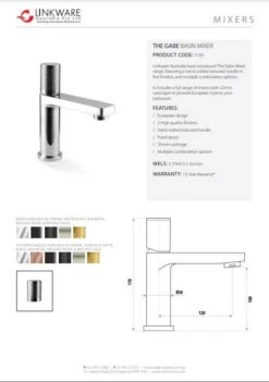 THE GABE Basin Mixer - Brushed Nickel -HERA Bathware Sales the gabe basin mixer brushed nickelbrushed nickelbasin mixerlinkware 309430