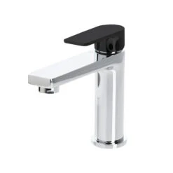 THE GABE LEVA BASIN MIXER – CHROME -HERA Bathware Sales the gabe leva basin mixer chromechrome with matte black handlebasin mixerlinkware 516647