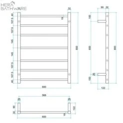 Thermogroup BS44M Straight Round Budget Heated Towel Rail 600*800*122mm 4 Thermogroup BS44M Straight Round Budget Heated Towel Rail 600*800*122mm -HERA Bathware Sales thermogroup bs44m straight round budget heated towel rail 600800122mmstainless steelheated towel railthermogroup 502667
