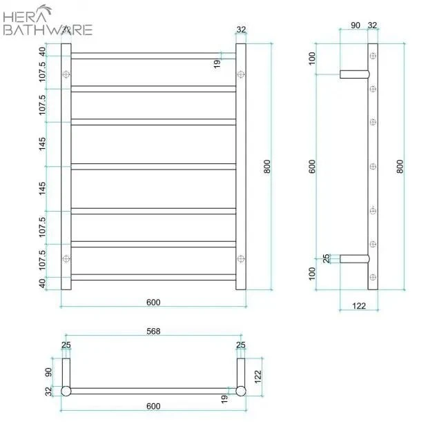 Thermogroup BS44M Straight Round Budget Heated Towel Rail 600*800*122mm Thermogroup BS44M Straight Round Budget Heated Towel Rail 600*800*122mm -HERA Bathware Sales thermogroup bs44m straight round budget heated towel rail 600800122mmstainless steelheated towel railthermogroup 502667