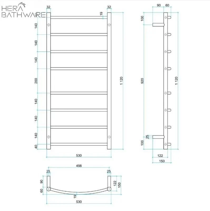 Thermogroup CR69M Curved Round Ladder Heated Towel Rail 700*1400*150mm Thermogroup CR69M Curved Round Ladder Heated Towel Rail 700*1400*150mm -HERA Bathware Sales thermogroup cr69m curved round ladder heated towel rail 7001400150mmstainless steelheated towel railthermogroup 534603