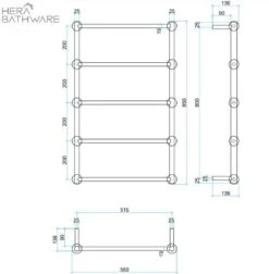 Thermogroup SB34M Straight Round Heritage Ladder Heated Towel Rail 560*850*140mm -HERA Bathware Sales thermogroup sb34m straight round heritage ladder heated towel rail 560850140mmstainless steelheated towel railthermogroup 650781