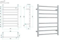 Thermogroup SR23M Straight Round Ladder Heated Towel Rail 530*700*122mm -HERA Bathware Sales thermogroup sr23m straight round ladder heated towel rail 530700122mmstainless steelheated towel railthermogroup 531193