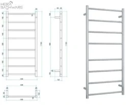 Thermogroup SR27M Straight Round Ladder Heated Towel Rail 530*1120*122mm -HERA Bathware Sales thermogroup sr27m straight round ladder heated towel rail 5301120122mmstainless steelheated towel railthermogroup 940042