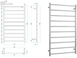 Thermogroup SR69M Straight Round Ladder Heated Towel Rail 700*1200*122mm -HERA Bathware Sales thermogroup sr69m straight round ladder heated towel rail 7001200122mmstainless steelheated towel railthermogroup 105116