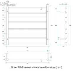 Thermogroup SRB33M Brushed Round Ladder Heated Towel Rail 750*700*122mm -HERA Bathware Sales thermogroup srb33m brushed round ladder heated towel rail 750700122mmbrushed stainless steelheated towel railthermogroup 946263