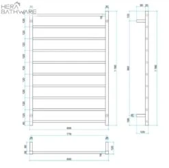 Thermogroup SS88M Straight Square Ladder Heated Towel Rail 800*1160*120mm -HERA Bathware Sales thermogroup ss88m straight square ladder heated towel rail 8001160120mmstainless steelheated towel railthermogroup 445933