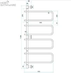 Thermogroup SV68 Straight Round Swivel Heated Towel Rail 570*1260*99mm -HERA Bathware Sales thermogroup sv68 straight round swivel heated towel rail 570126099mmstainless steelheated towel railthermogroup 115177