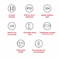 Thermogroup Triple Tube Vertical Single Heated Towel Rail | VW900 -HERA Bathware Sales thermogroup triple tube vertical single heated towel rail vw900brushed nickel pvdheated towel railthermogroup 132039