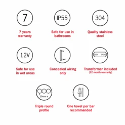 Thermogroup Triple Tube Vertical Single Heated Towel Rail | VW900 -HERA Bathware Sales thermogroup triple tube vertical single heated towel rail vw900brushed nickel pvdheated towel railthermogroup 681364