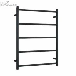 Thermogroup USR54B Matt Black Straight Non-Heated Round Ladder Towel Rail 630*800*122mm