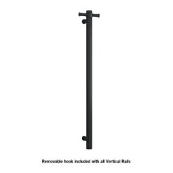 Thermogroup VS900HB Matt Black Round Vertical Single Heated Rail-W142xH900xD100mm