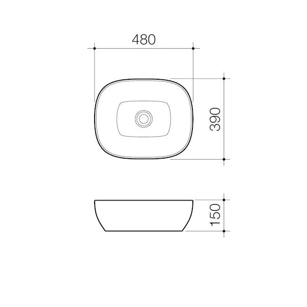 TRIBUTE Above Counter Basin - Curved Rectangle 480mm | CAROMA TRIBUTE Above Counter Basin - Curved Rectangle 480mm | CAROMA -HERA Bathware Sales tribute above counter basin curved rectangle 480mm caromaabove counter basincaroma 744891