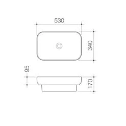 TRIBUTE Inset Rectangle Basin 530mm | CAROMA -HERA Bathware Sales tribute inset rectangle basin 530mm caromasemi recessed basincaroma 854470