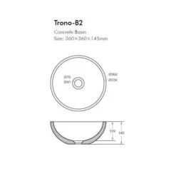 Trono - Round Concrete Basin -HERA Bathware Sales trono round concrete basinfrench greyabove counter basinbnk 963109