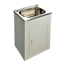 Tulsa Laundry Troughs With Metal Cabinet 27 - 45 Litre -HERA Bathware Sales tulsa laundry troughs with metal cabinet 27 45 litre27lgloss whitelaundry cabinetbest bm 636521