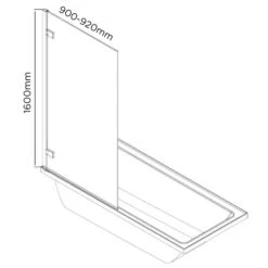 Urban Bath Panel 900mm | 1600mm High | Oceano -HERA Bathware Sales urban bath panel 900mm 1600mm high oceanochromeshower screenoceano 820956