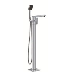 VIBE Square Floor Mount Mixer With Handshower - Chrome