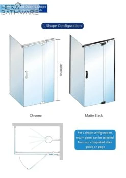 Violet 10mm Frameless Pivot Front Screens Only | Convex -HERA Bathware Sales violet 10mm frameless pivot standard size front return set convex900 x 900mmmatte blackshower screenconvex 448809 1