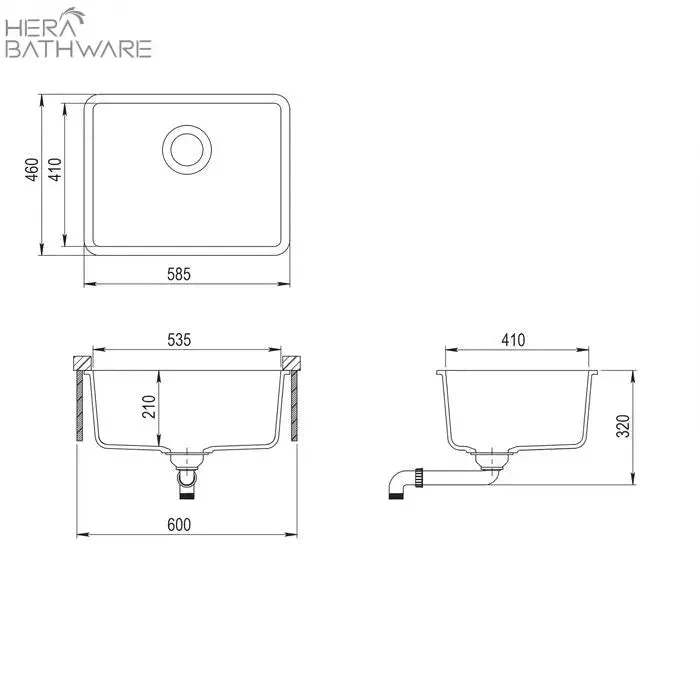 Viva Granite Sink Single Bowl 585X460mm Viva Granite Sink Single Bowl 585X460mm -HERA Bathware Sales viva granite sink single bowl 585x460mmwhite granite quartz stonekitchen sinkinspire bathware 680854