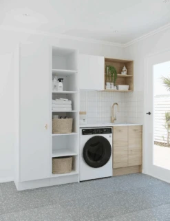 White Stain With Classic Oak Cabinets Laundry Bundle