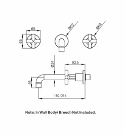 X PLUS Wall Basin/Bath Set -HERA Bathware Sales x plus wall basinbath set180mm spoutbrushed goldbasin mixernero tapware 526220