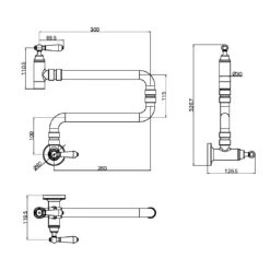 York Wall Mounted Pot Filler -HERA Bathware Sales york wall mounted pot filleraged brasskitchen mixernero tapware 209429