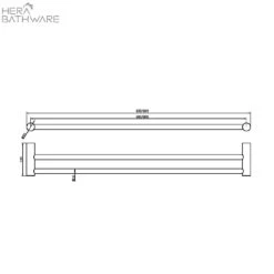 Zen SS316L 600mm Outdoor Towel Rail -HERA Bathware Sales zen ss316l 600mm outdoor towel railbrushed nickeldouble towel railsshower shelfnero tapware 754668