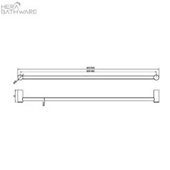 Zen SS316L 600mm Outdoor Towel Rail -HERA Bathware Sales zen ss316l 600mm outdoor towel railbrushed nickeldouble towel railsshower shelfnero tapware 787723