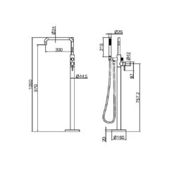Zen SS316L Freestanding Bath Mixer With Outdoor Shower Hose -HERA Bathware Sales zen ss316l freestanding bath mixer with outdoor shower hosebrushed goldbath spoutnero tapware 378921