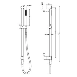 Zen SS316L Shower Rail With Outdoor Shower Hose 4 Zen SS316L Shower Rail With Outdoor Shower Hose -HERA Bathware Sales zen ss316l shower rail with outdoor shower hosebrushed goldshower railsnero tapware 884577